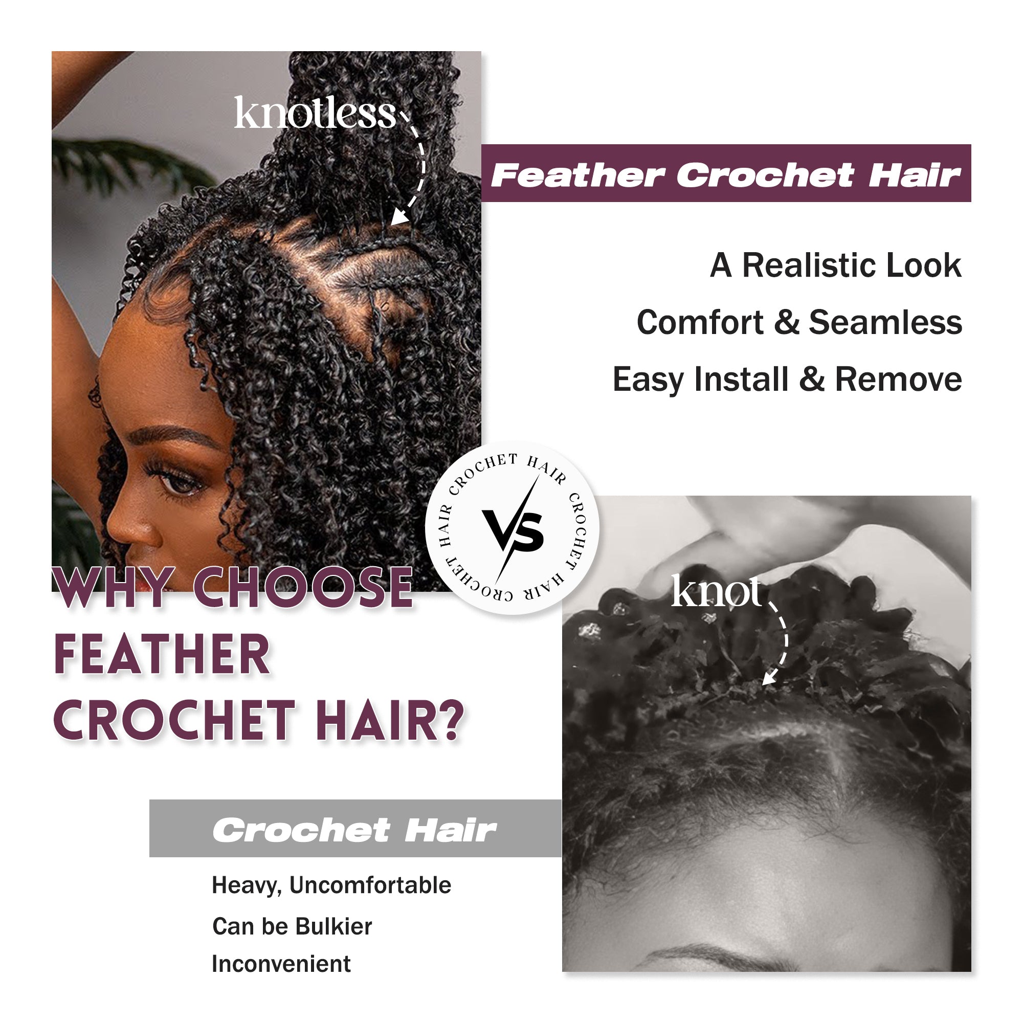 Feather Crochet Hair For Black Women, 18 Inch 100 Strands Synthetic Pre-Separated Deep Wave For Miracle Knots Crochet Braids Hair
