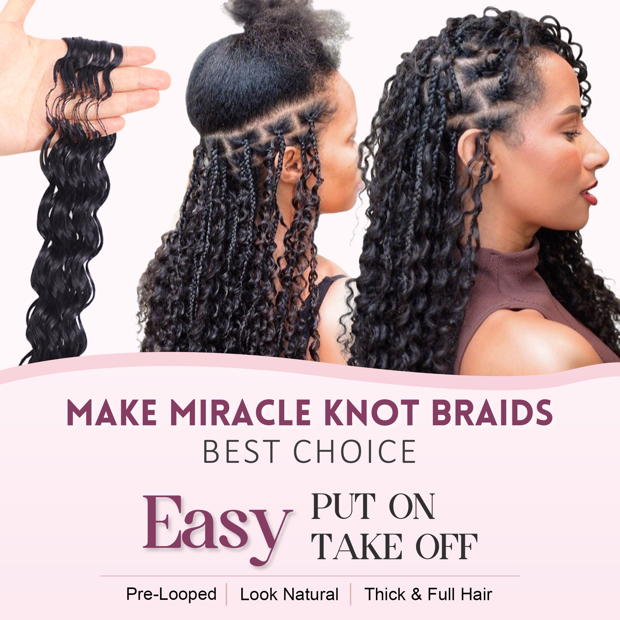 Feather Crochet Hair For Black Women, 18 Inch 100 Strands Synthetic Pre-Separated Deep Wave For Miracle Knots Crochet Braids Hair