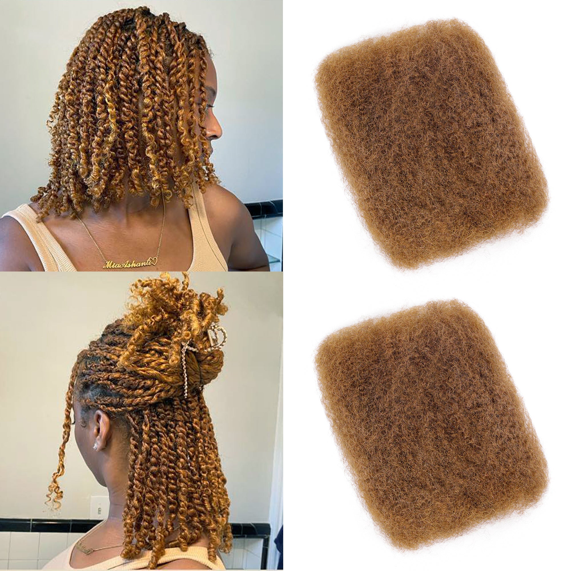 BLL Afro Kinkys Bulk Human Hair-100% Human Hair for Mini Twist Braiding Dreadlock Loc Extensions Afro Kinky Curly Bulk Human Hair