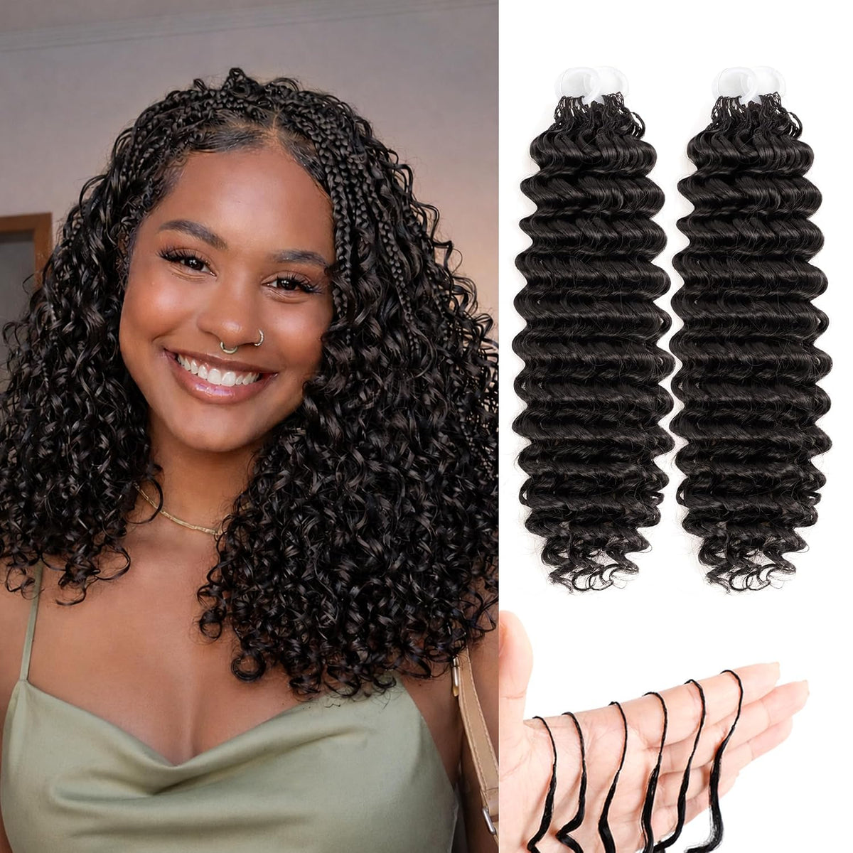 14 Inch Feather Crochet Hair for Black Women Deep Wave Miracle Braids Synthetic Hair