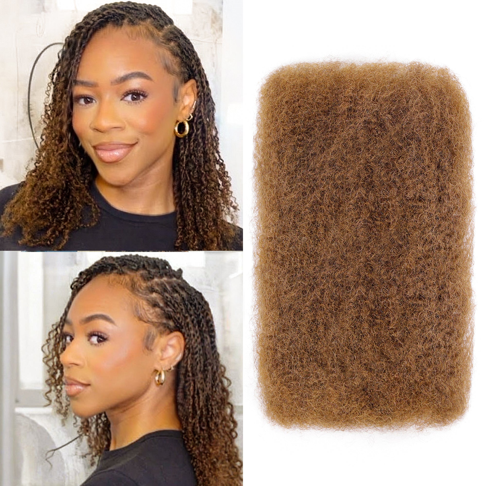 BLL Afro Kinkys Bulk Human Hair-100% Human Hair for Mini Twist Braiding Dreadlock Loc Extensions Afro Kinky Curly Bulk Human Hair