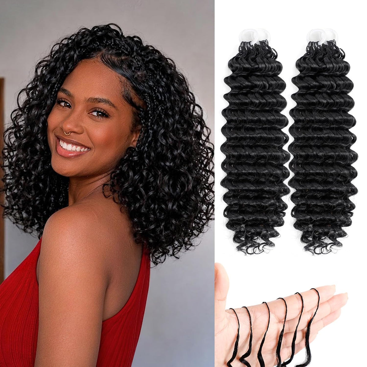 14 Inch Feather Crochet Hair for Black Women Deep Wave Miracle Braids Synthetic Hair