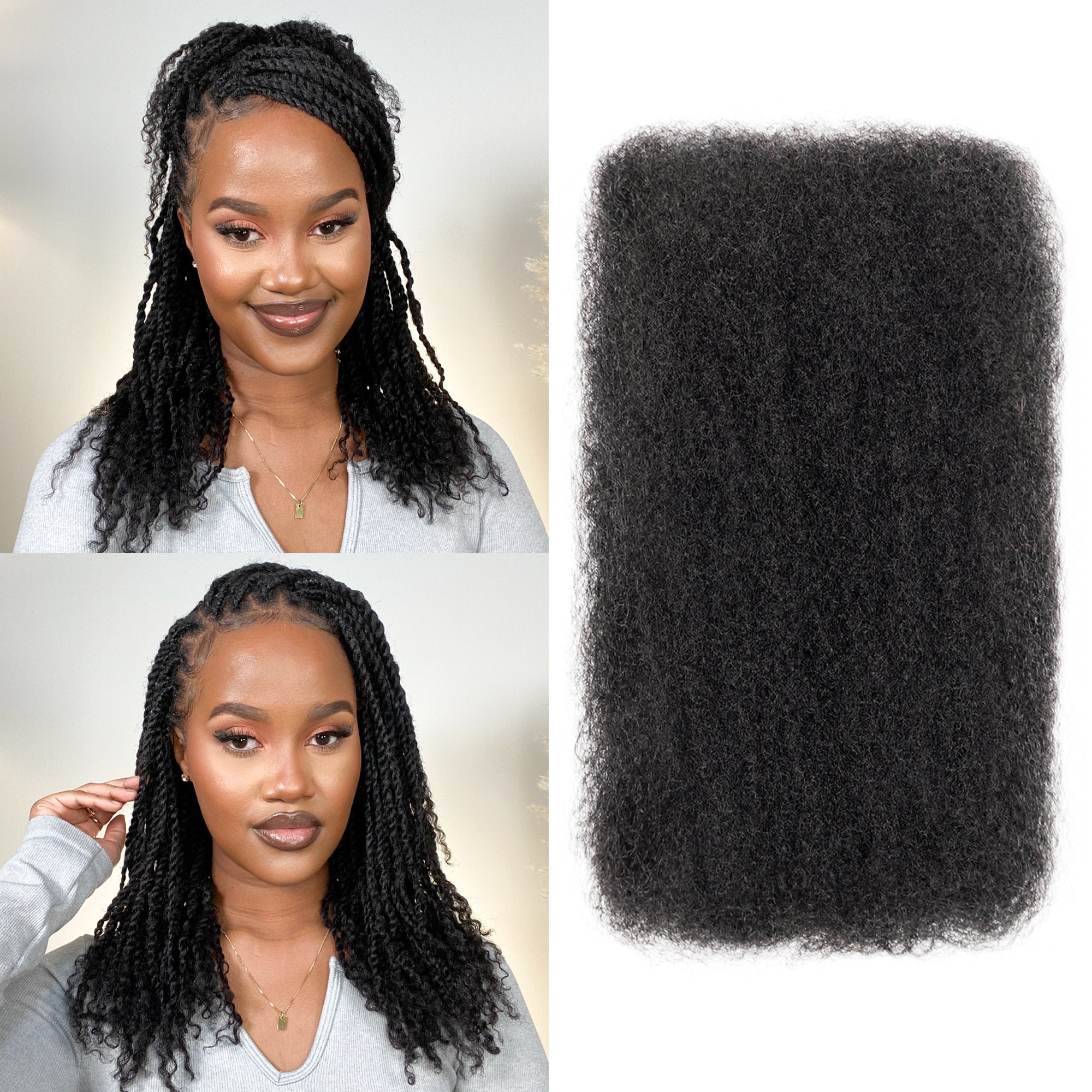 BLL Afro Kinkys Bulk Human Hair-100% Human Hair for Mini Twist Braiding Dreadlock Loc Extensions Afro Kinky Curly Bulk Human Hair