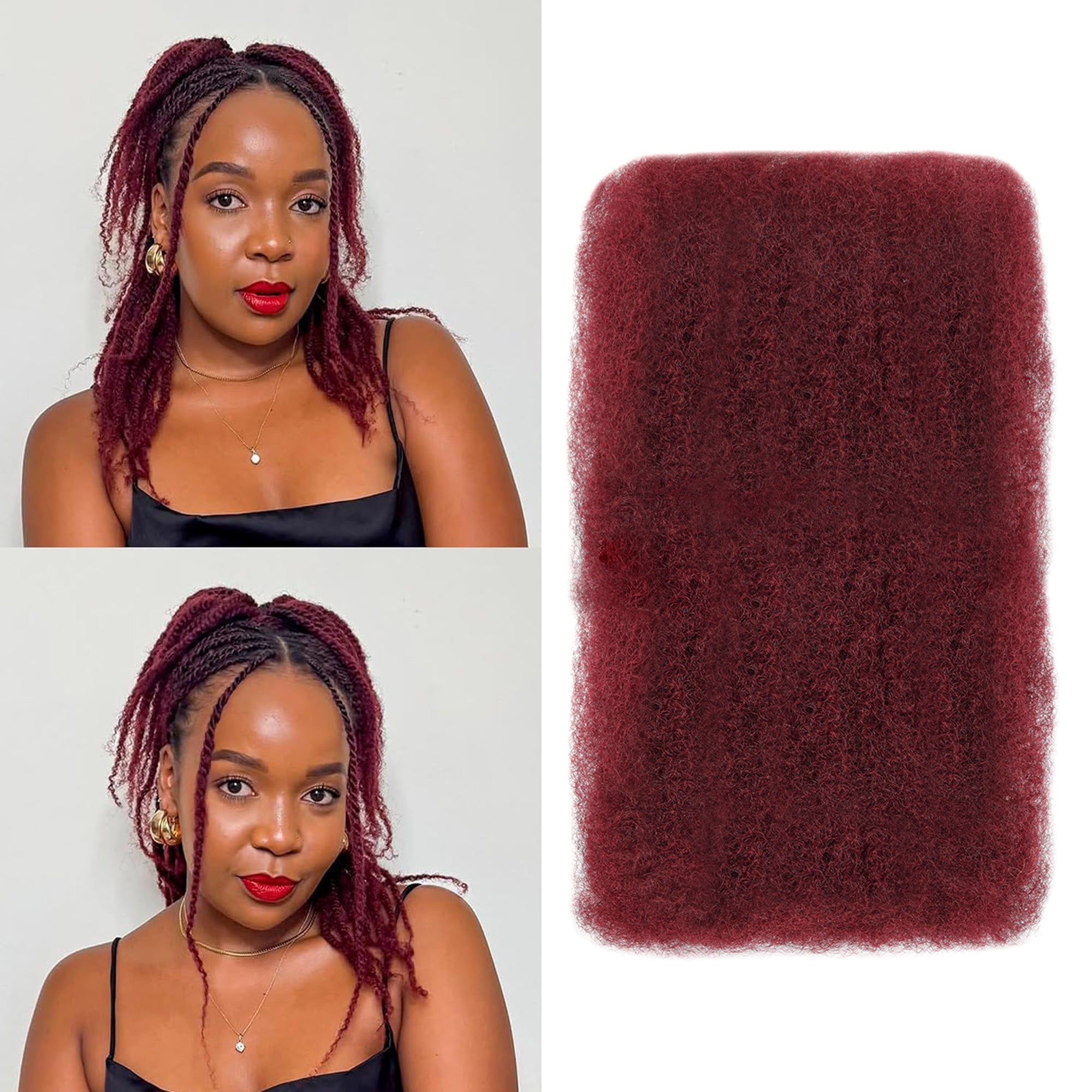 BLL Afro Kinkys Bulk Human Hair-100% Human Hair for Mini Twist Braiding Dreadlock Loc Extensions Afro Kinky Curly Bulk Human Hair