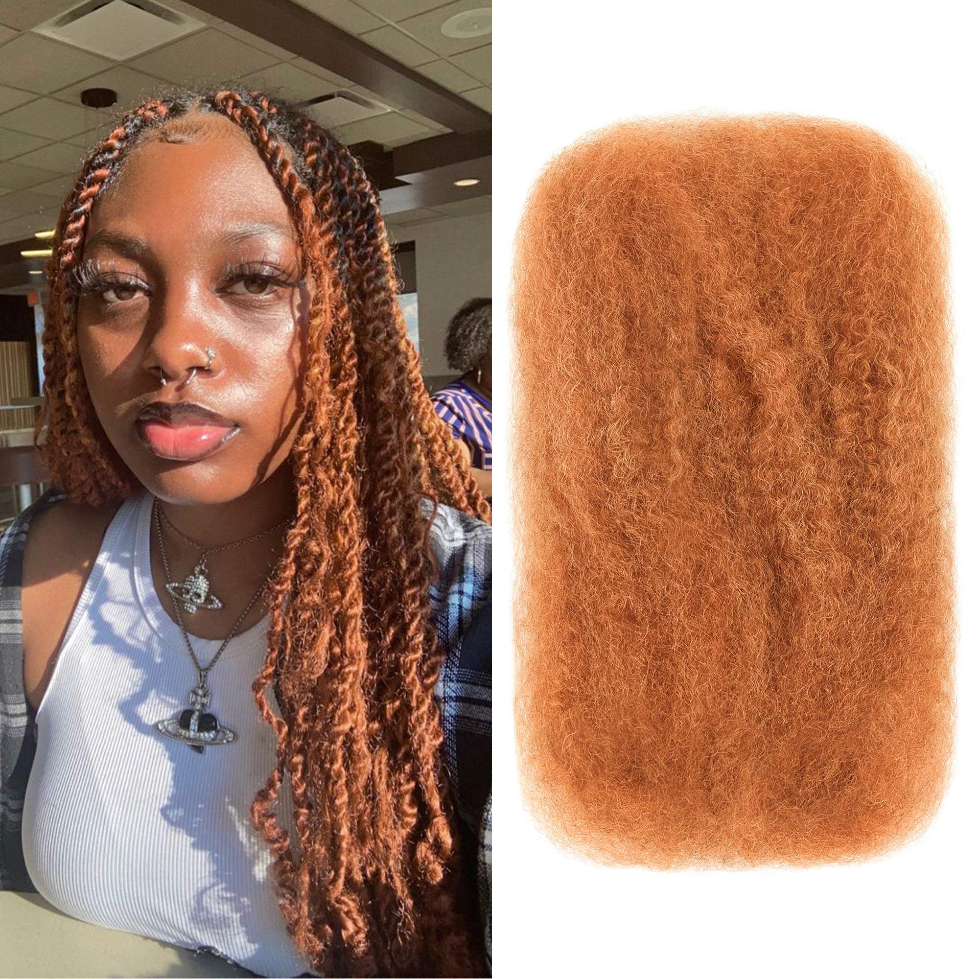 BLL Red Color Afro Kinkys Bulk Human Hair-100% Human Hair for Mini Twist Braiding Dreadlock Loc Extensions