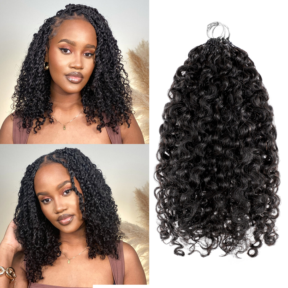 BLL Multi-Textured Afro Kinky Curly Feather Crochet Human Hair Extensions