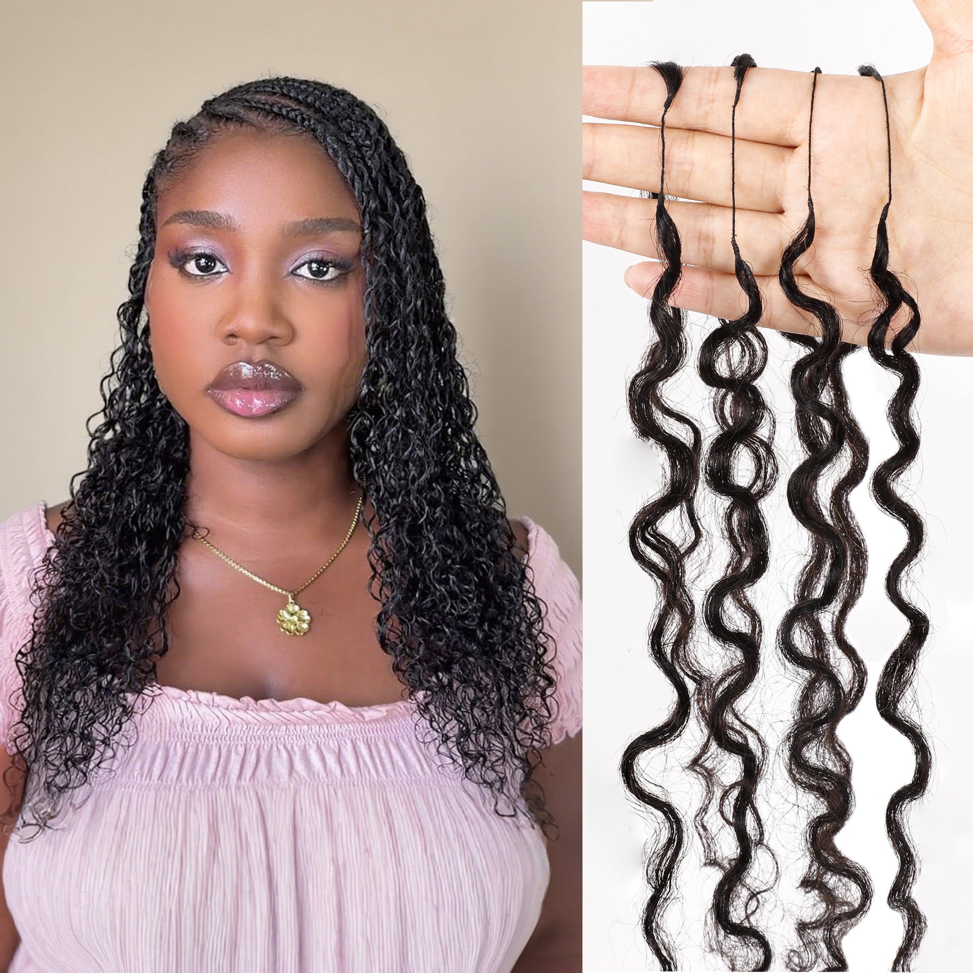 BLL Multi-Textured Afro Kinky Curly Feather Crochet Human Hair Extensions