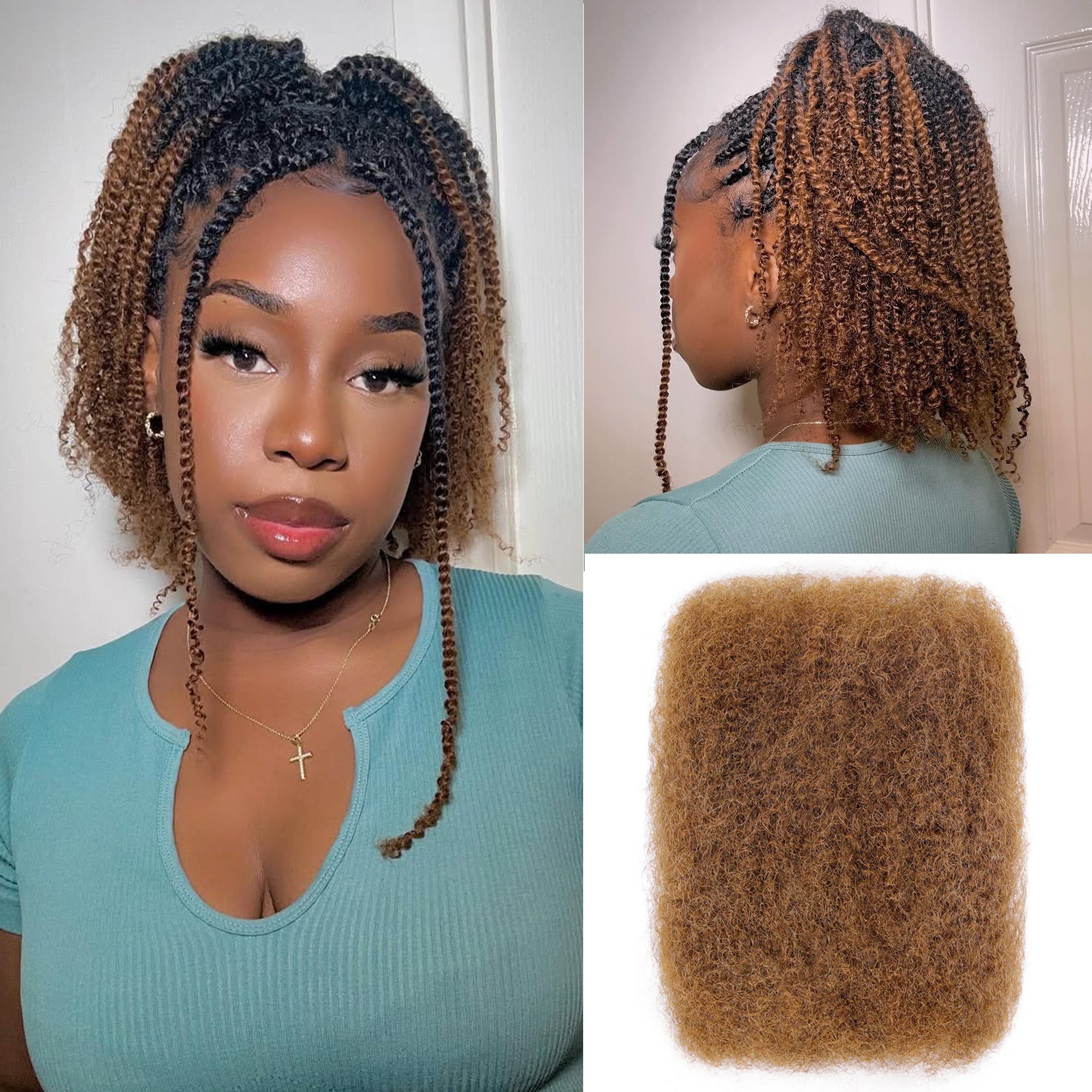 BLL Afro Kinkys Bulk Human Hair-100% Real Hair for Mini Twist Braiding Dreadlock Loc Extensions