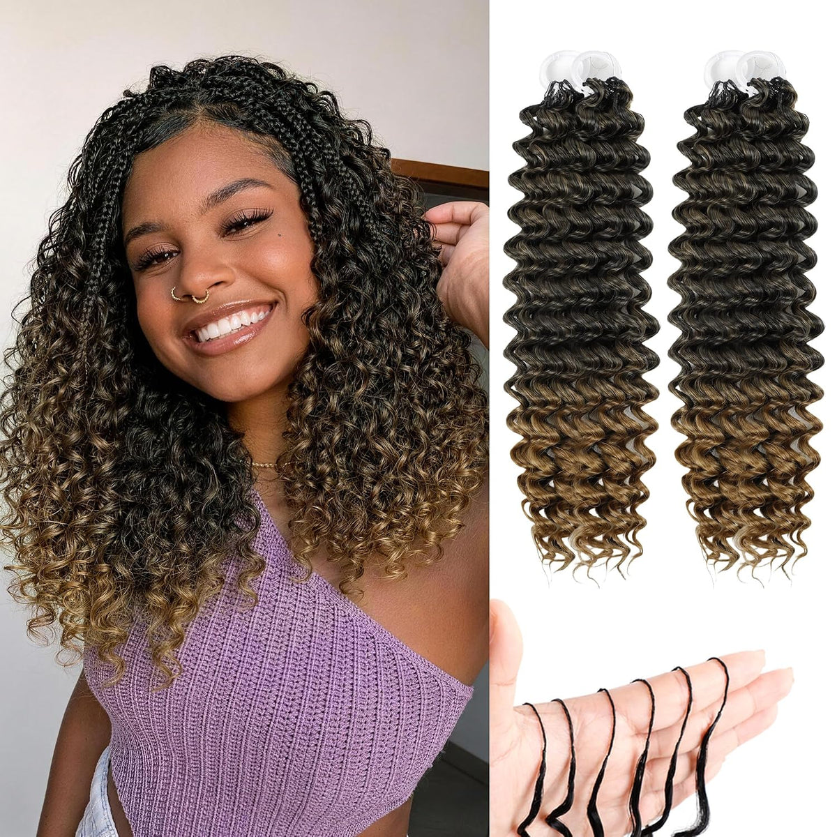 14 Inch Feather Crochet Hair for Black Women Deep Wave Miracle Braids Synthetic Hair