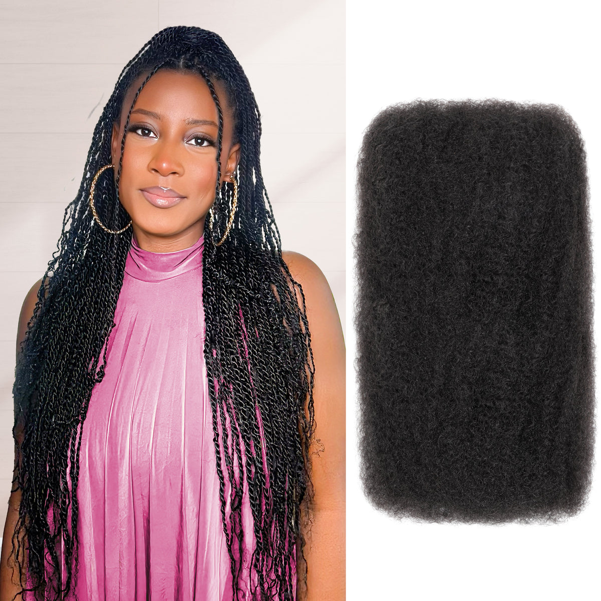 BLL Afro Kinkys Bulk Human Hair For Mini Twist 100% Real Hair Extensions 1 Pack 50G