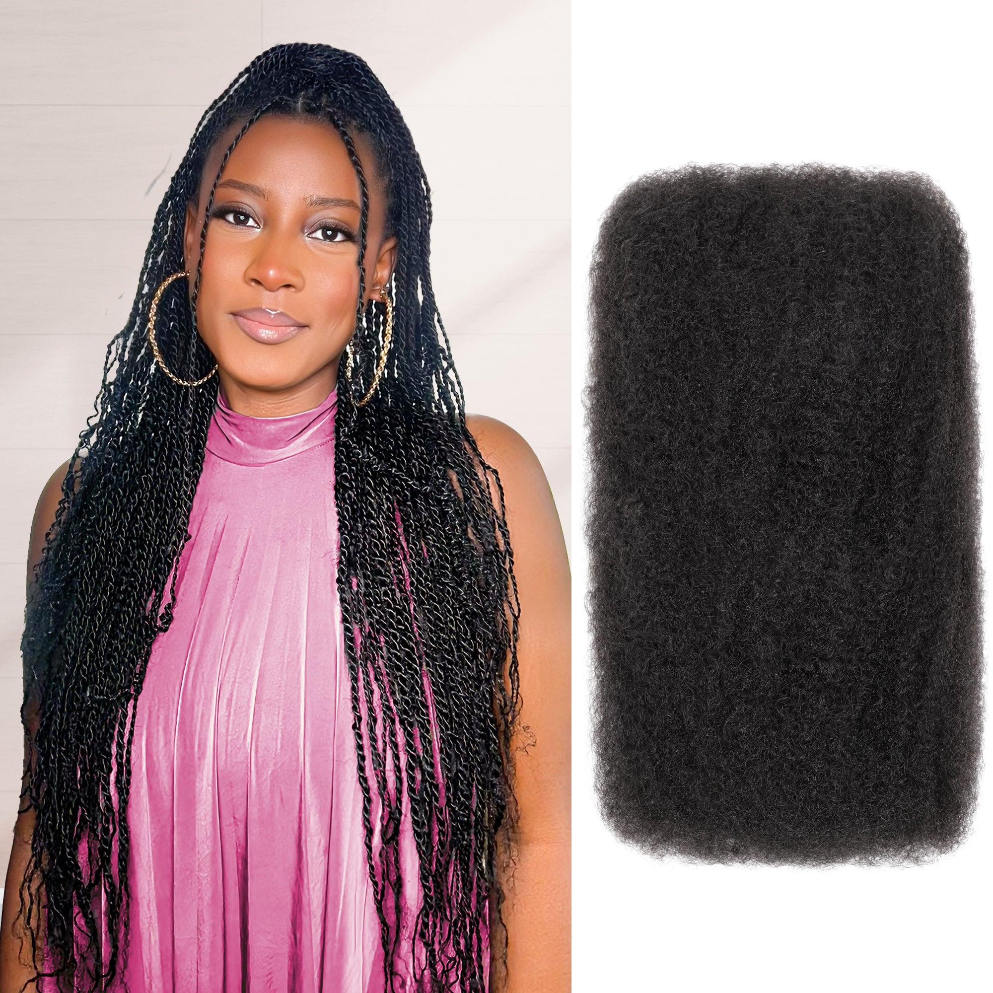 BLL Afro Kinkys Bulk Human Hair For Mini Twist 100% Real Hair Extensions 1 Pack 50G