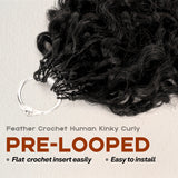 BLL Multi-Textured Afro Kinky Curly Feather Crochet Human Hair Extensions