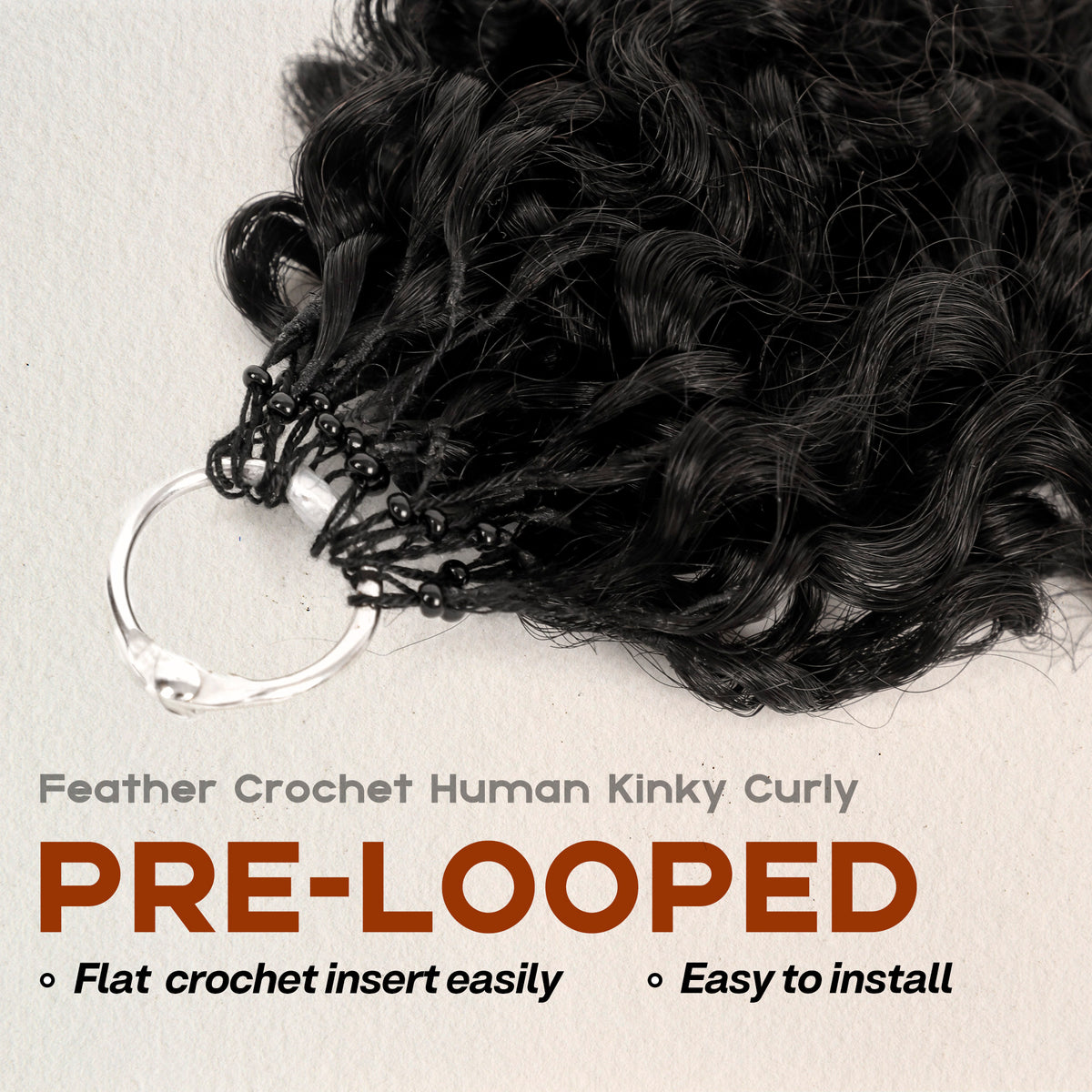 BLL Multi-Textured Afro Kinky Curly Feather Crochet Human Hair Extensions