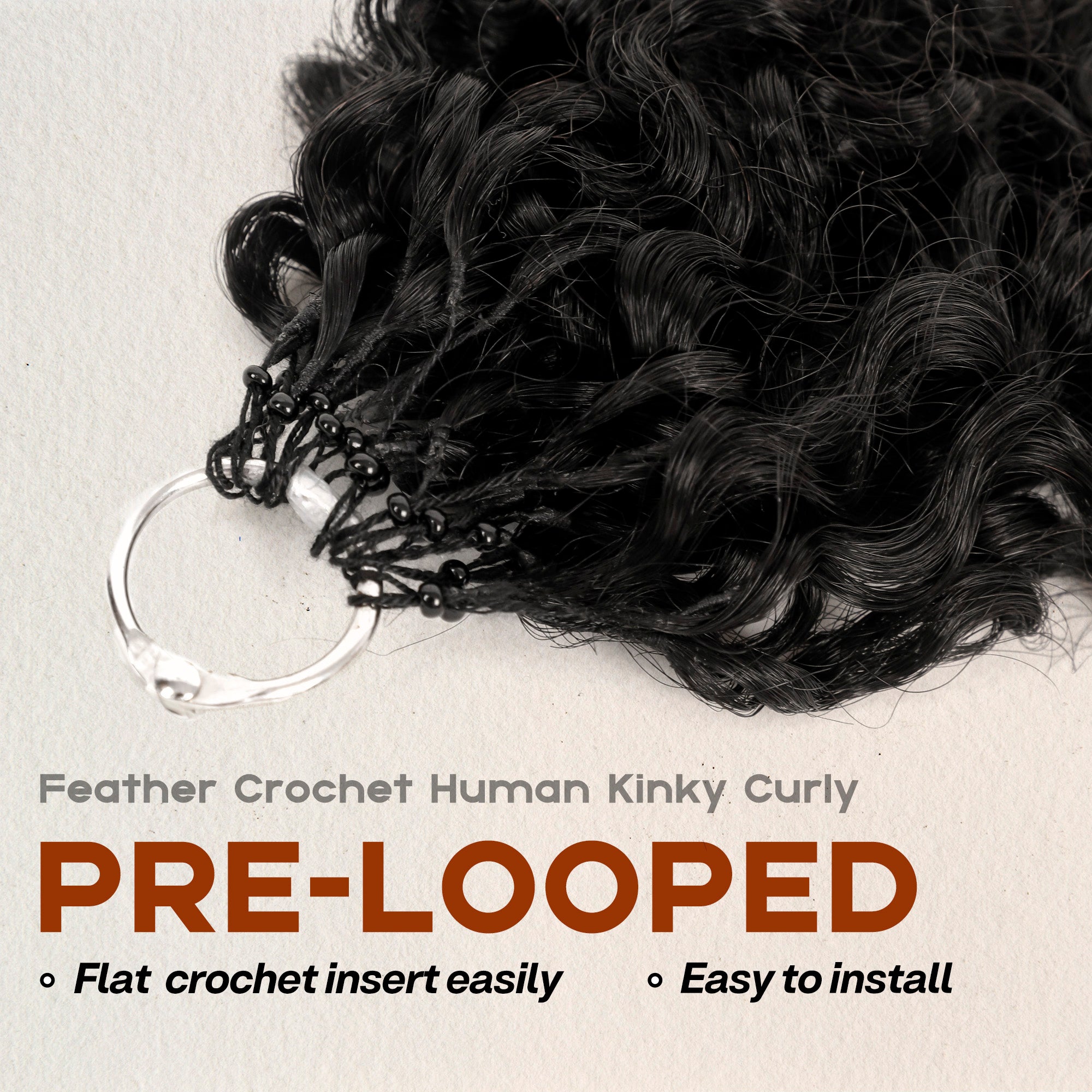 BLL Multi-Textured Afro Kinky Curly Feather Crochet Human Hair Extensions