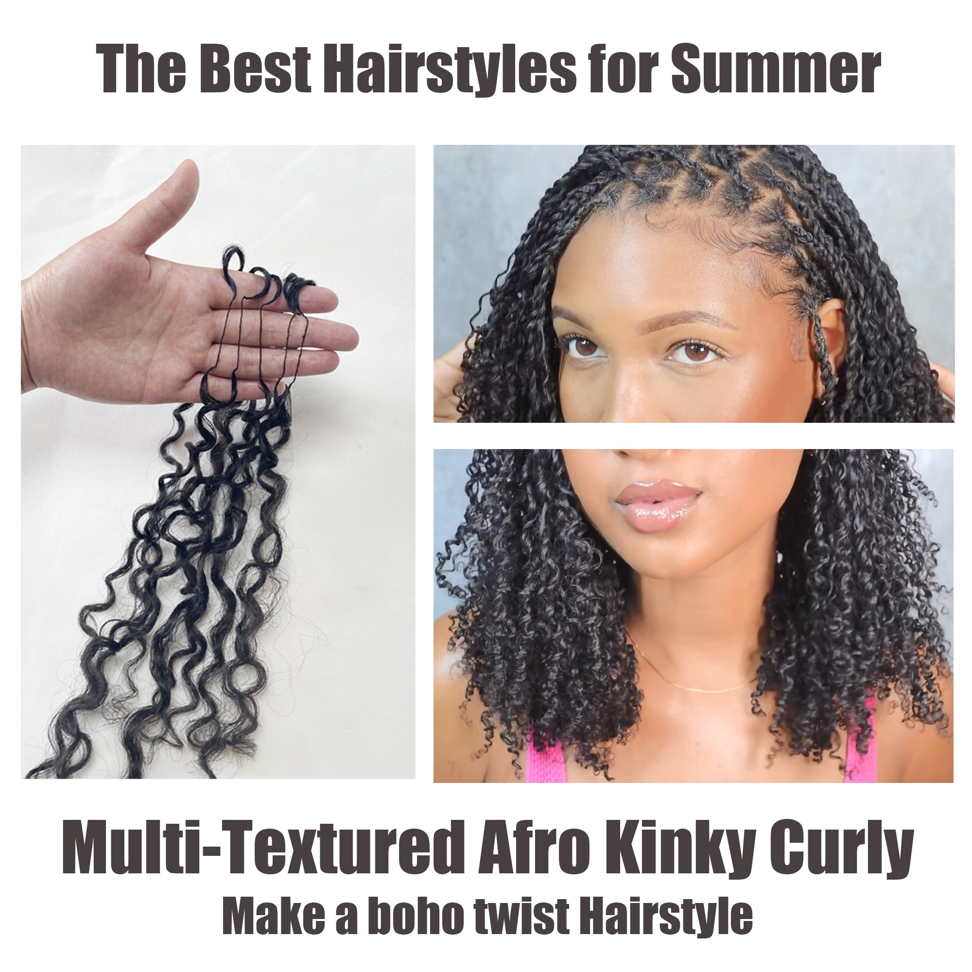 BLL Multi-Textured Afro Kinky Curly Feather Crochet Human Hair Extensions