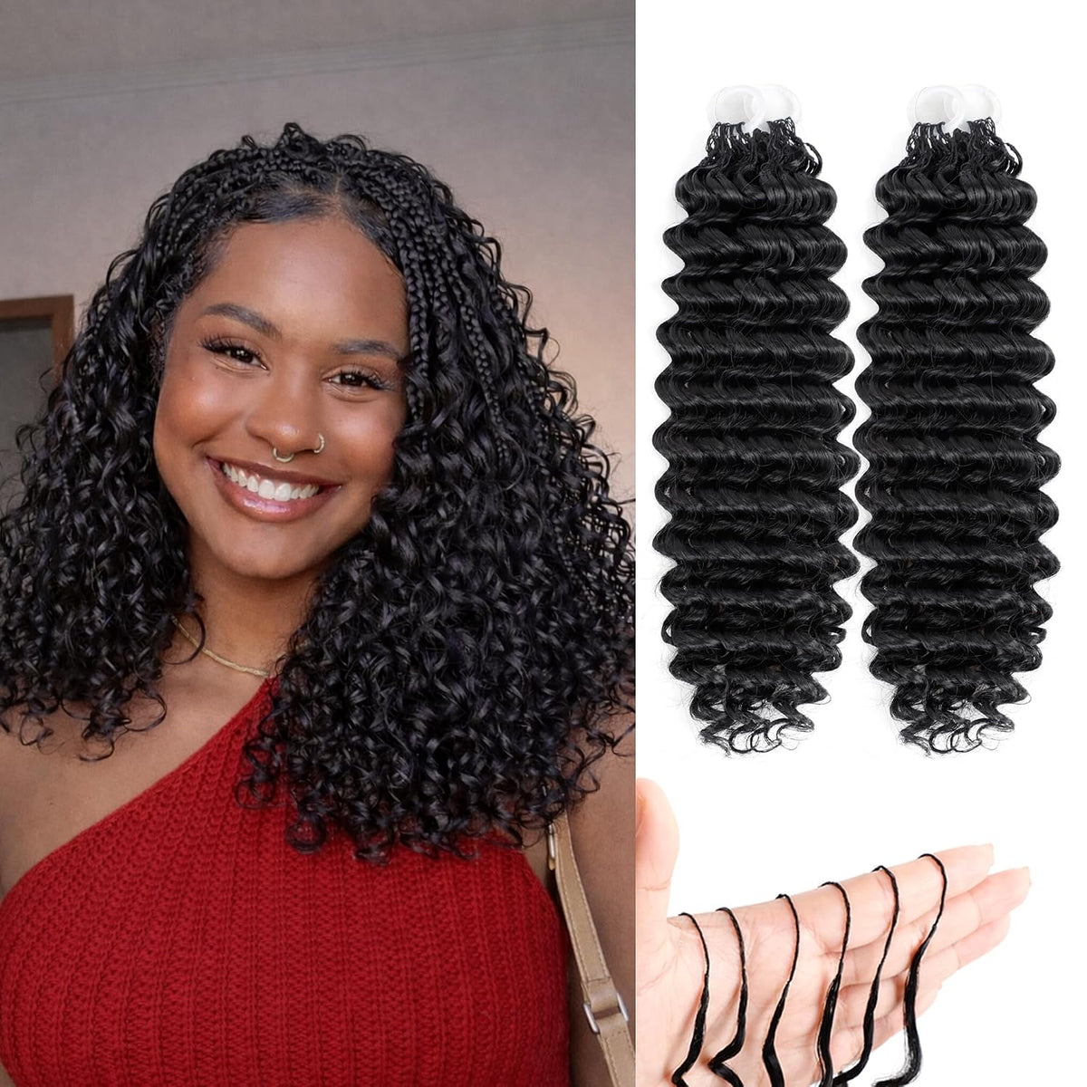 14 Inch Feather Crochet Hair for Black Women Deep Wave Miracle Braids Synthetic Hair