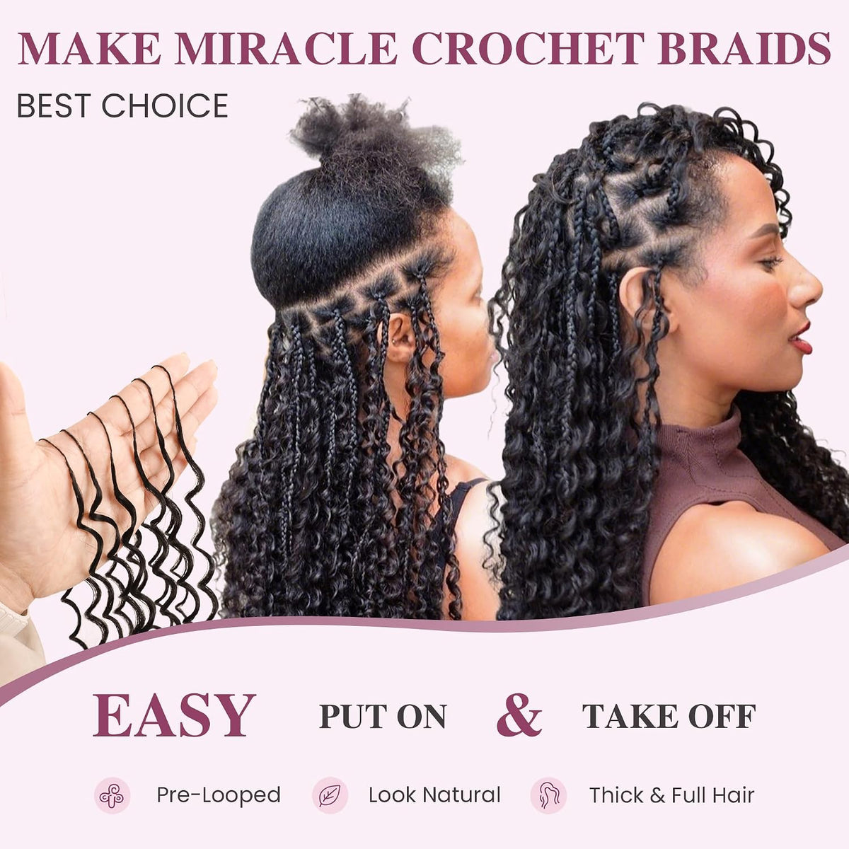 14 Inch Feather Crochet Hair for Black Women Deep Wave Miracle Braids Synthetic Hair