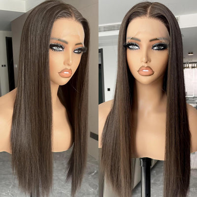 Synthetic Lace Front Wig, 13x4 Hd Lace Wigs Pre Plucked Long Straight Glueless Natural Black Wigs For Black Women 26inch Ready to Wear Wigs With Baby Hair