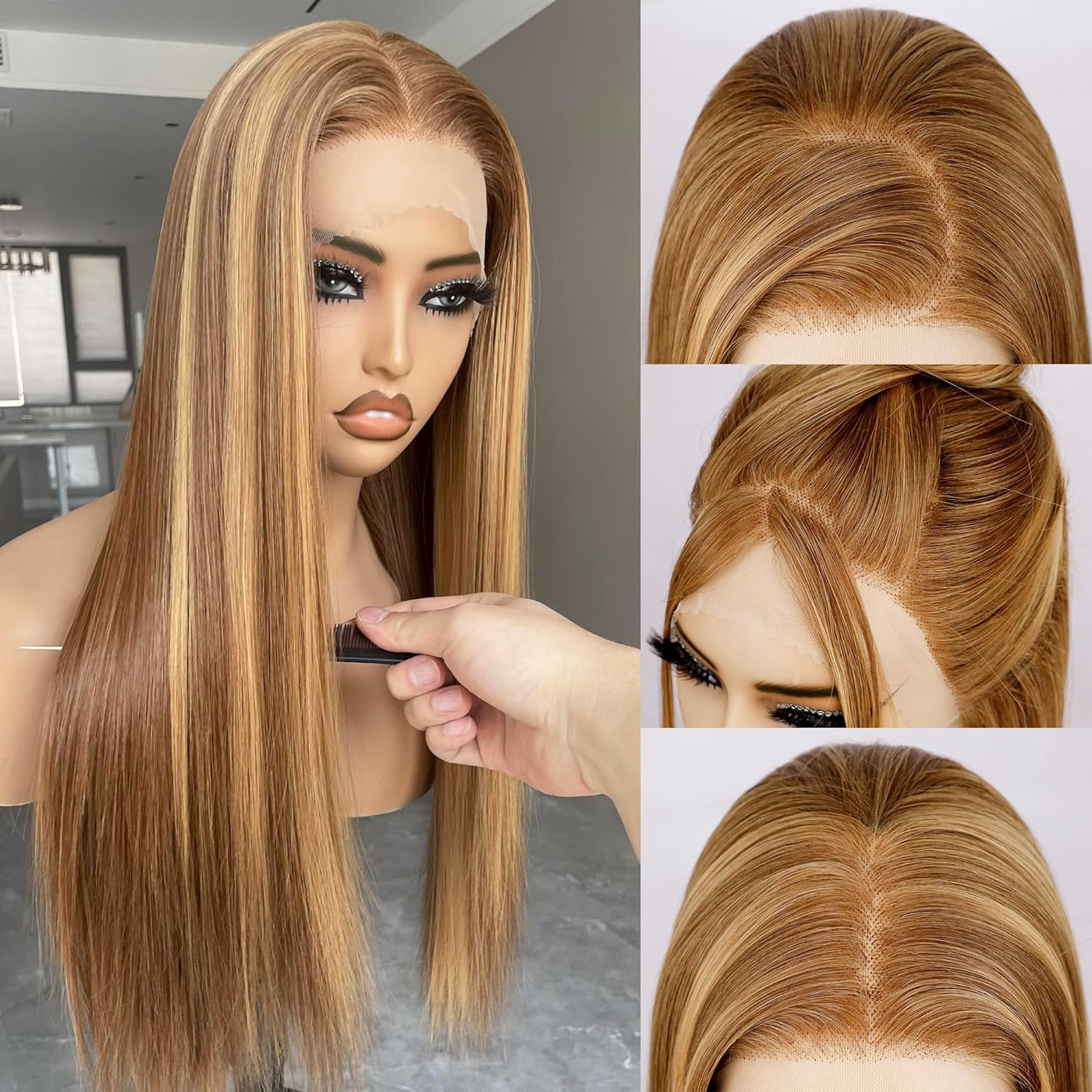 Synthetic Lace Front Wig, 13x4 Hd Lace Wigs Pre Plucked Long Straight Glueless Natural Black Wigs For Black Women 26inch Ready to Wear Wigs With Baby Hair