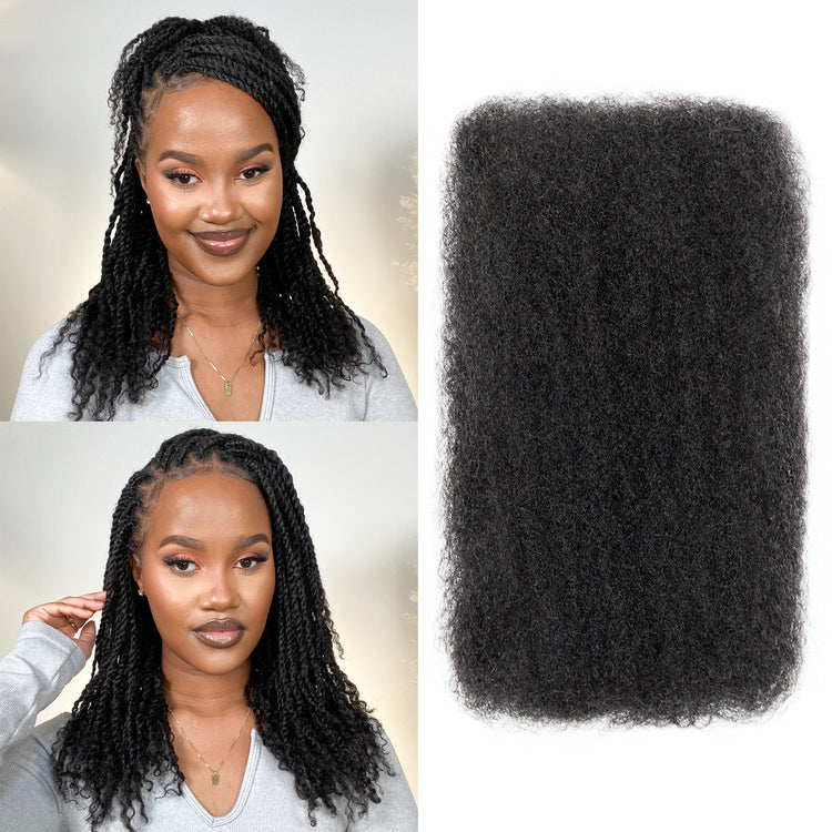 BLL Afro Kinkys Bulk Human Hair-100% Real Hair for Mini Twist Braiding Dreadlock Loc Extensions