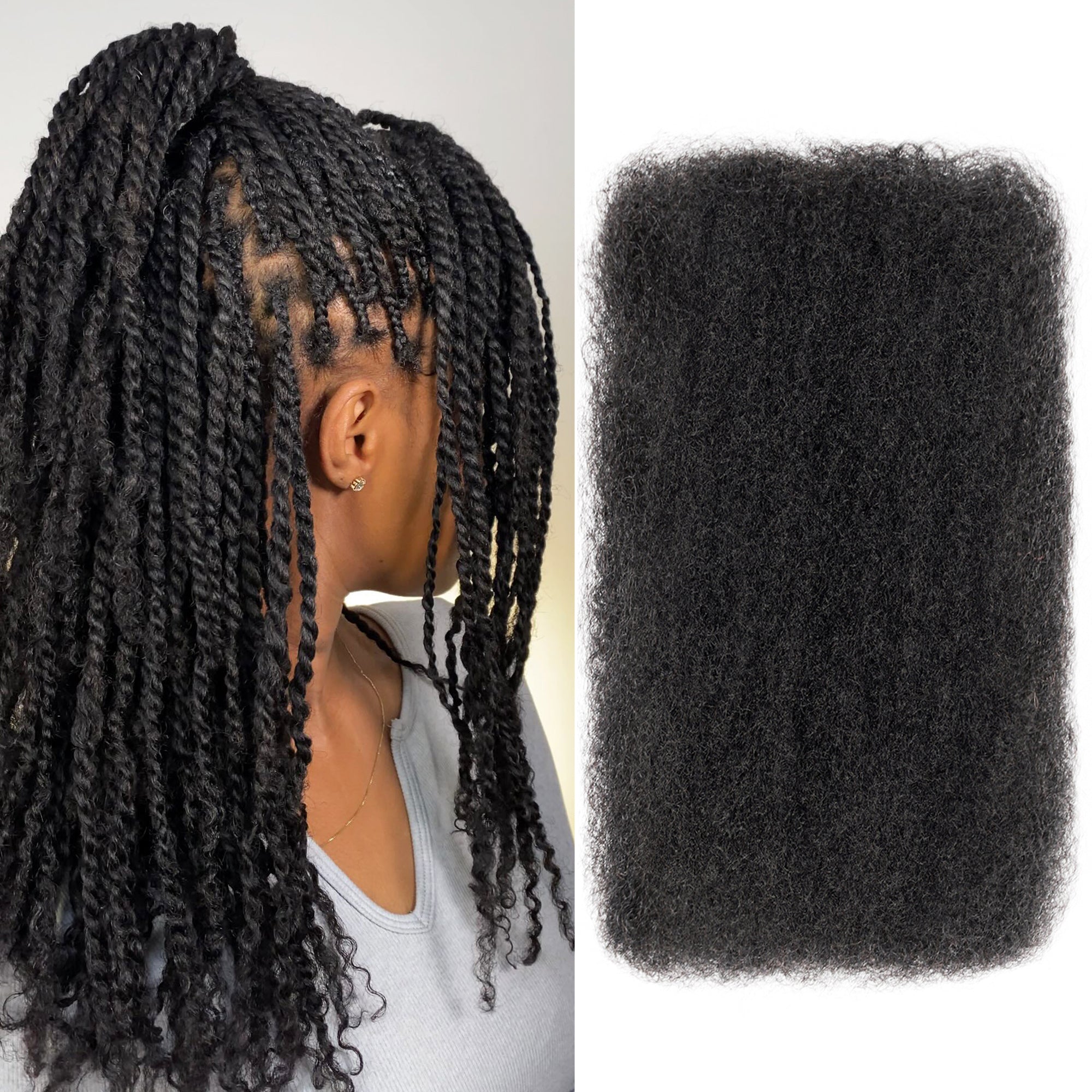 BLL Afro Kinkys Bulk Human Hair For Mini Twist 100% Real Hair Extensions 1 Pack 50G
