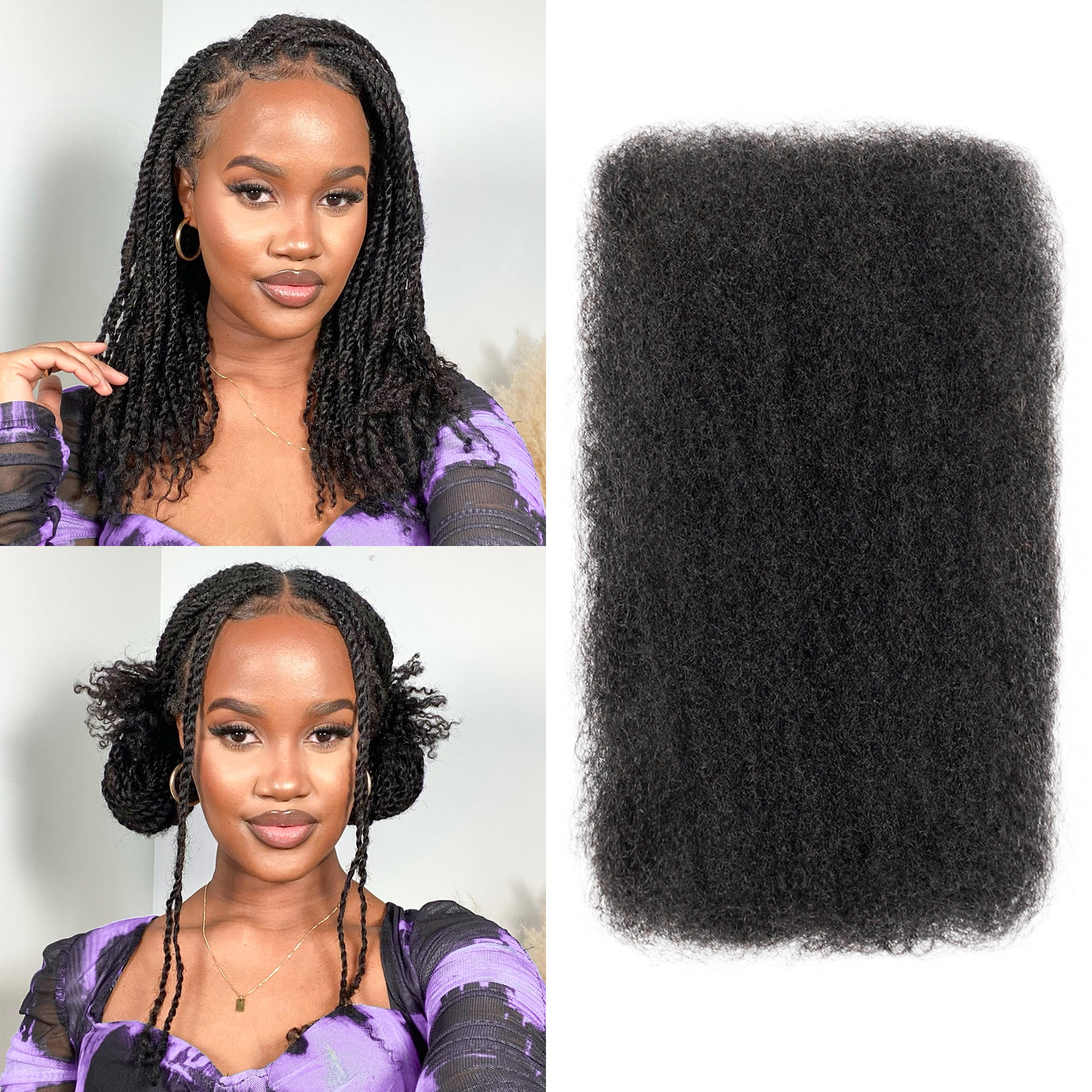 BLL Afro Kinkys Bulk Human Hair-100% Human Hair for Mini Twist Braiding Dreadlock Loc Extensions Afro Kinky Curly Bulk Human Hair