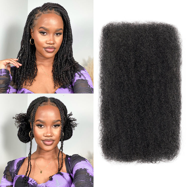 BLL Afro Kinkys Bulk Human Hair-100% Human Hair for Mini Twist Braiding Dreadlock Loc Extensions