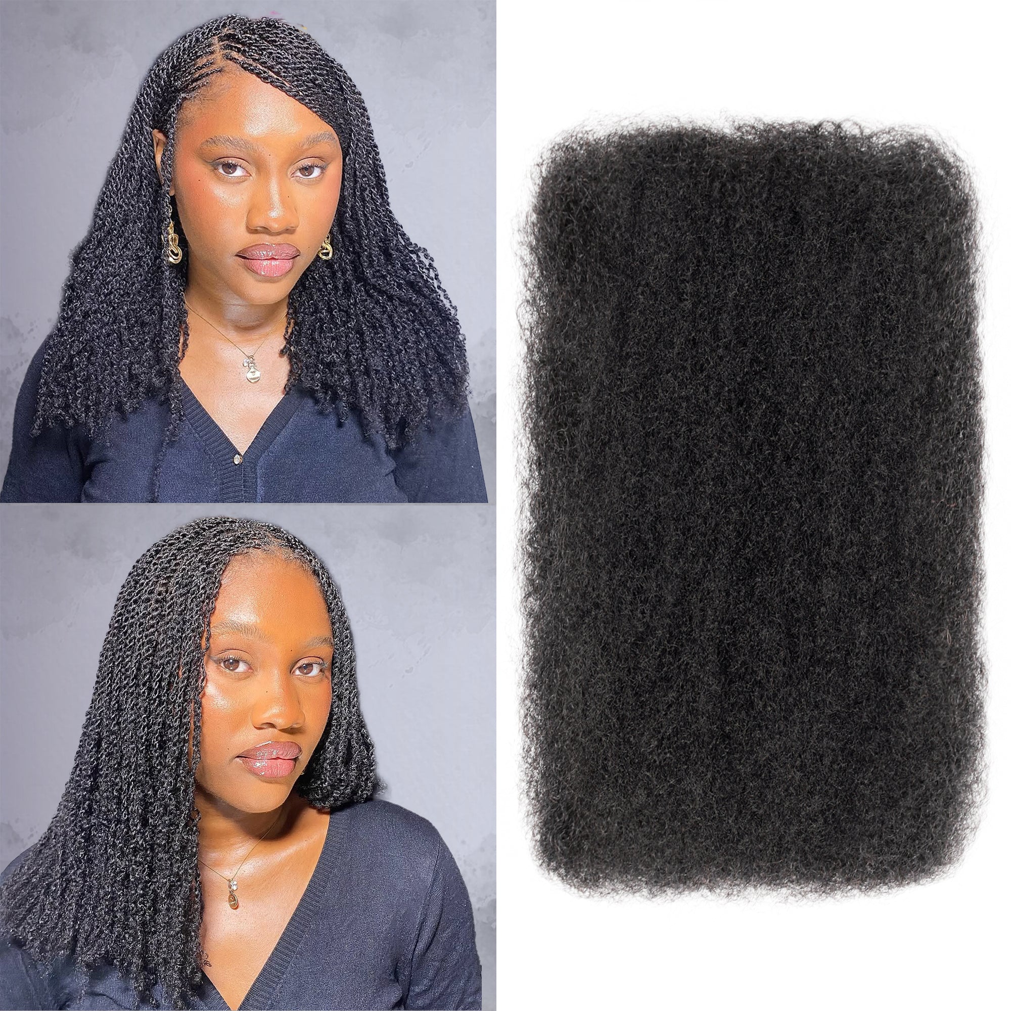 BLL Afro Kinkys Bulk Human Hair For Mini Twist 100% Real Hair Extensions 1 Pack 50G