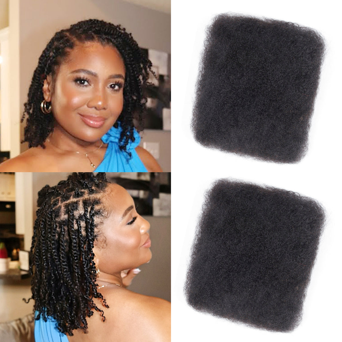 12 Inch BLL Afro Kinkys Bulk Human Hair for Mini Twist Braiding Dreadlock Loc Extensions
