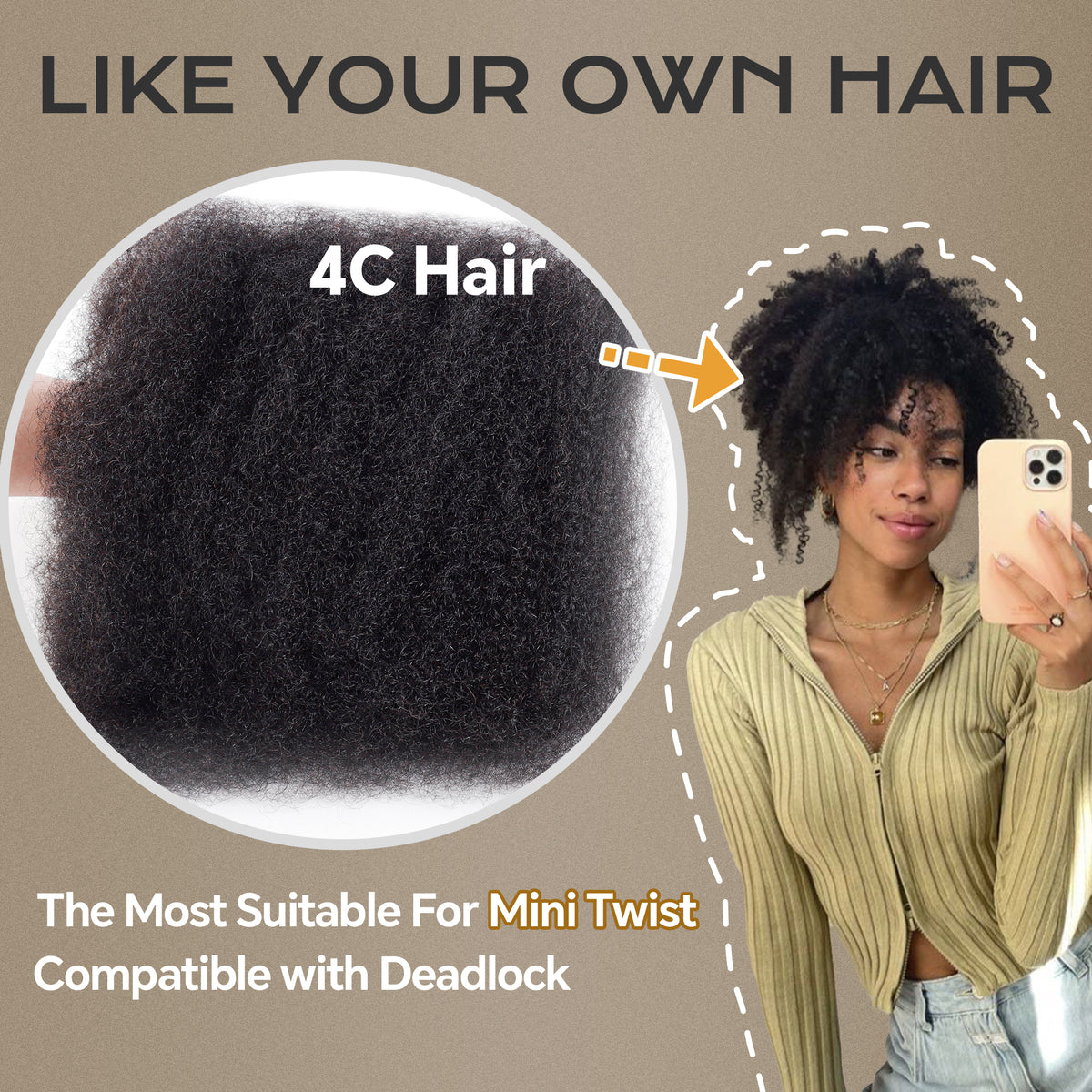 BLL 27 Color Blonde Afro Kinkys Bulk Human Hair-100% Human Hair for Mini Twist Braiding Dreadlock Loc Extensions