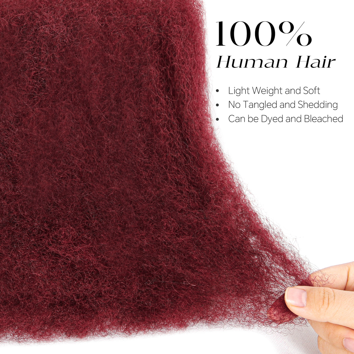 BLL 99J Burdundy Afro Kinkys Bulk Human Hair-100% Human Hair for Mini Twist Braiding Dreadlock Loc Extensions