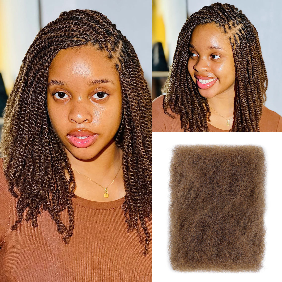 16 Inch BLL Afro Kinkys Bulk Human Hair for Mini Twist Braiding Dreadlock Loc Extensions