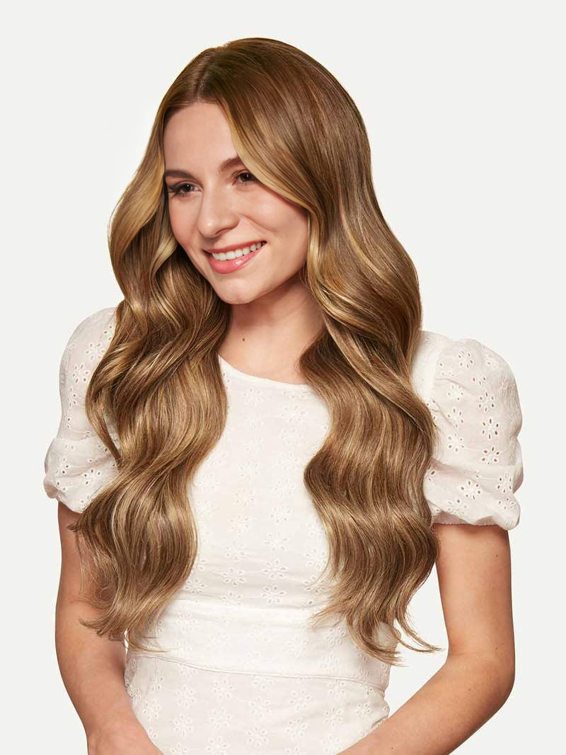 Bll seamless clip in extension Chestnut Brown Highlights#color_ chestnut-brown-highlights