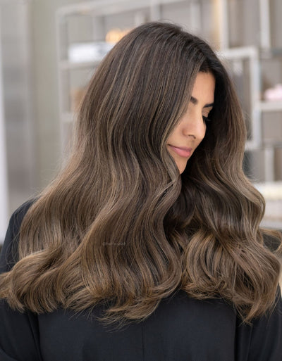 Bll classic clip in extension Ash Brown Balayage#color_ash-brown-balayage