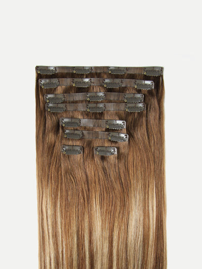 Bll seamless clip in extension Chestnut Brown Highlights#color_chestnut-brown-highlights
